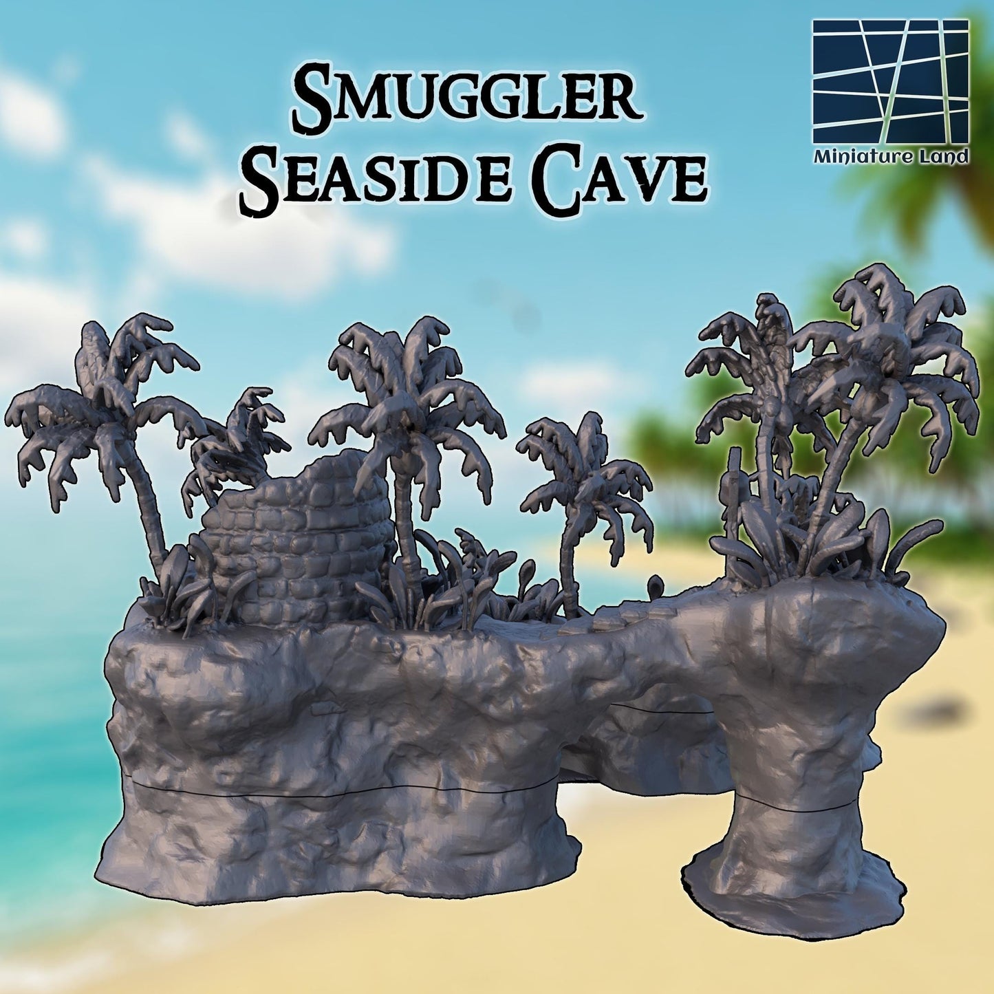 Smuggler Seaside Cave - Tabletop Terrain - 28 MM 3D Printed Terrain by MiniatureLand, Perfect for Wargaming and RPGs