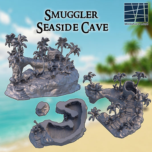 Smuggler Seaside Cave - Tabletop Terrain - 28 MM 3D Printed Terrain by MiniatureLand, Perfect for Wargaming and RPGs