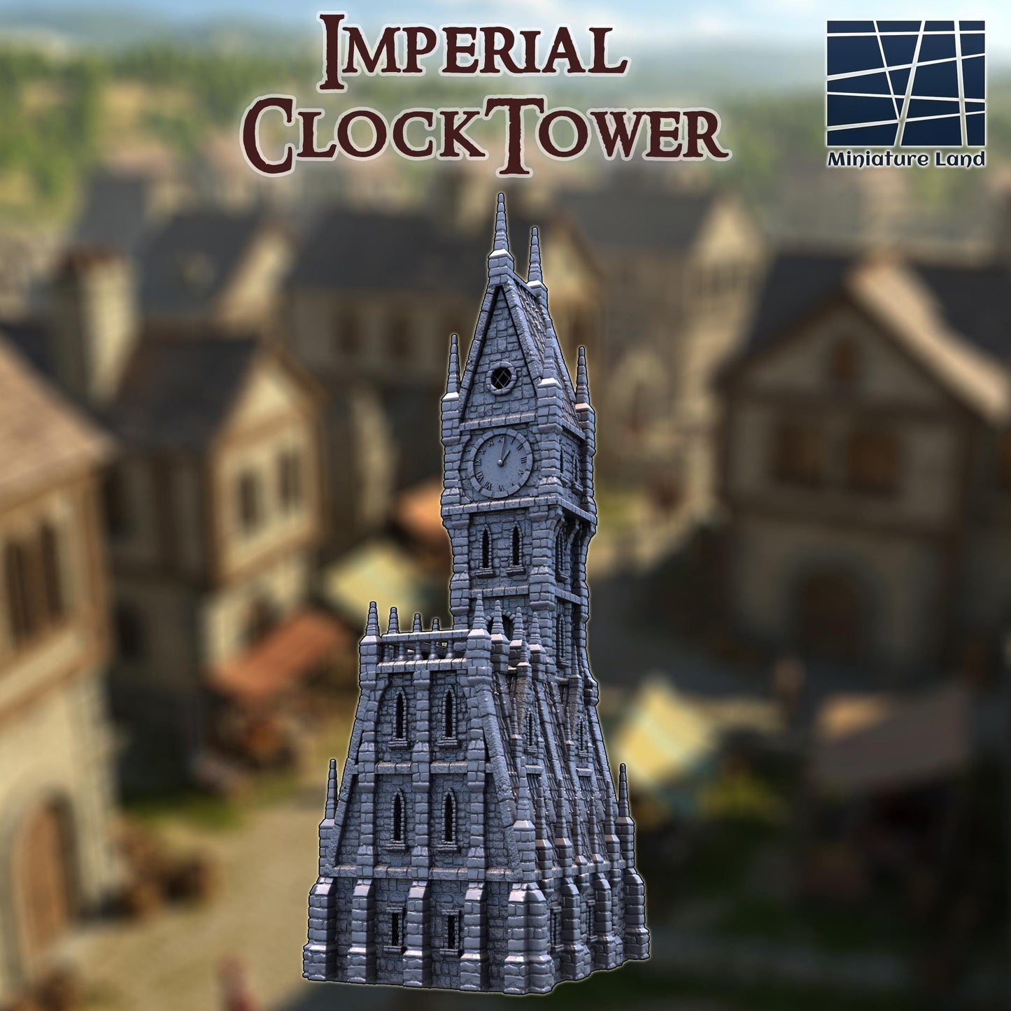Imperial Clocktower - Tabletop Terrain - 28 MM, Tabletop 3D Printed Terrain by MiniatureLand, Perfect for Wargaming and RPGs