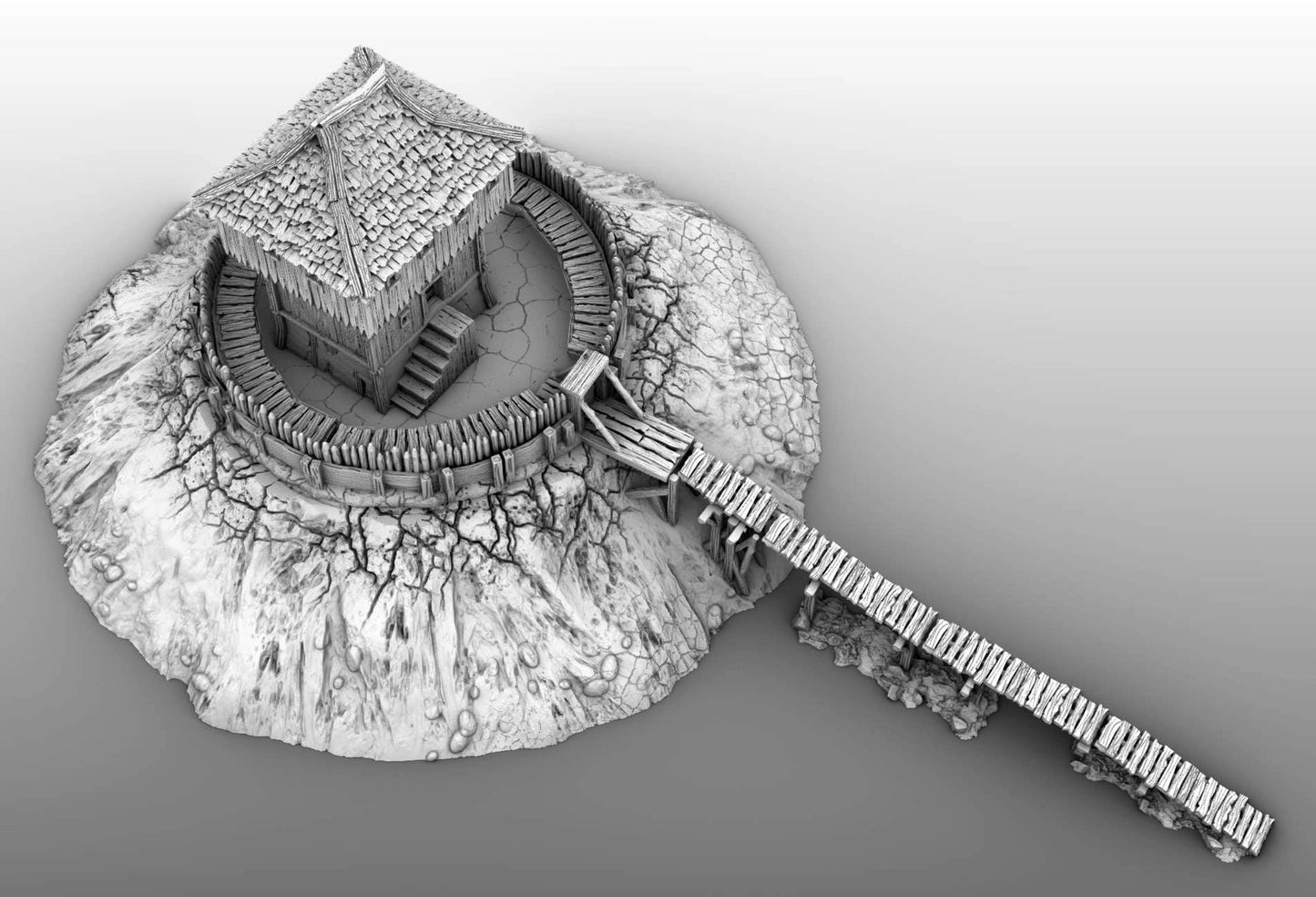 Fantasy Motte and Bailey Castle by GameScape3D - 3D Printed Tabletop Terrain, Perfect for Wargames, Board Games, Role Playing Games