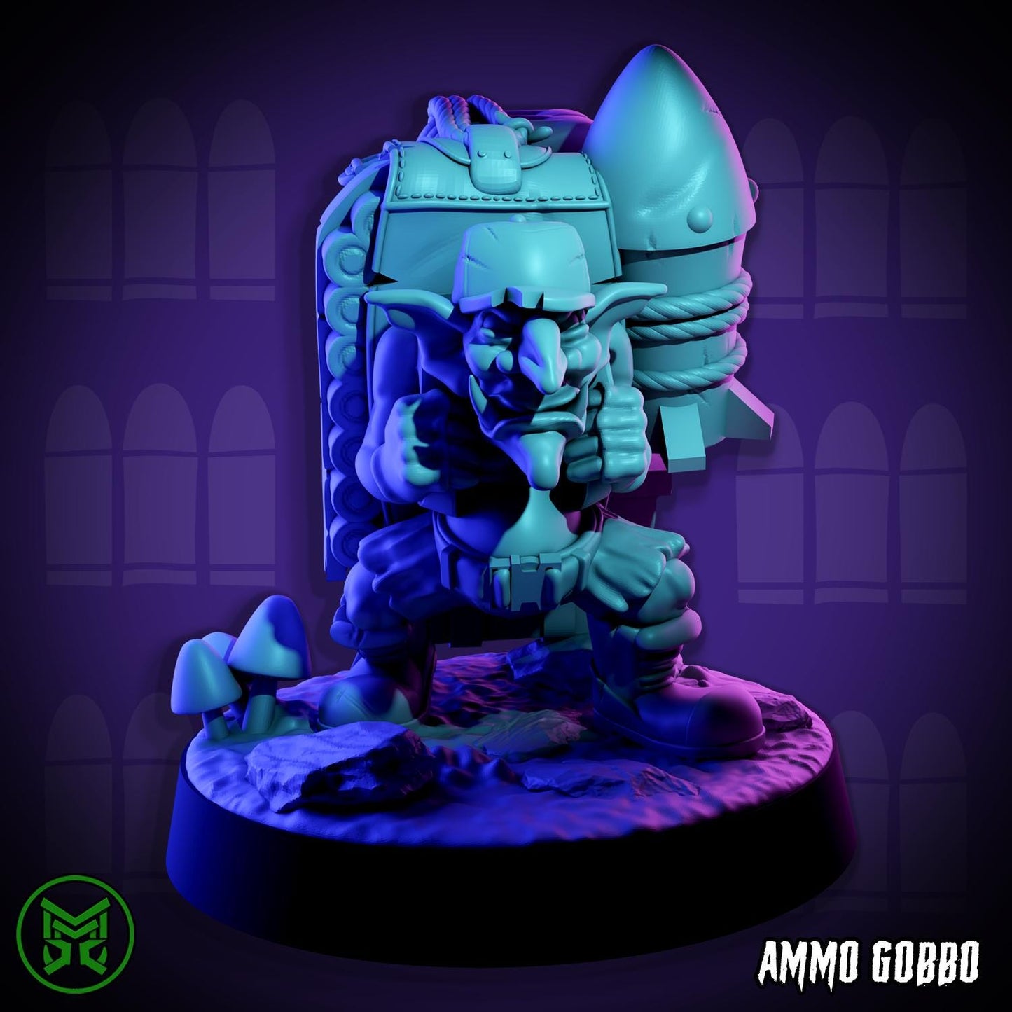 Ammo Gobbo, Space-Faring Orkish Menace Sculpted by Mekka Miniatures, Grimdark Compatible, Scaled for Miniature Wargames