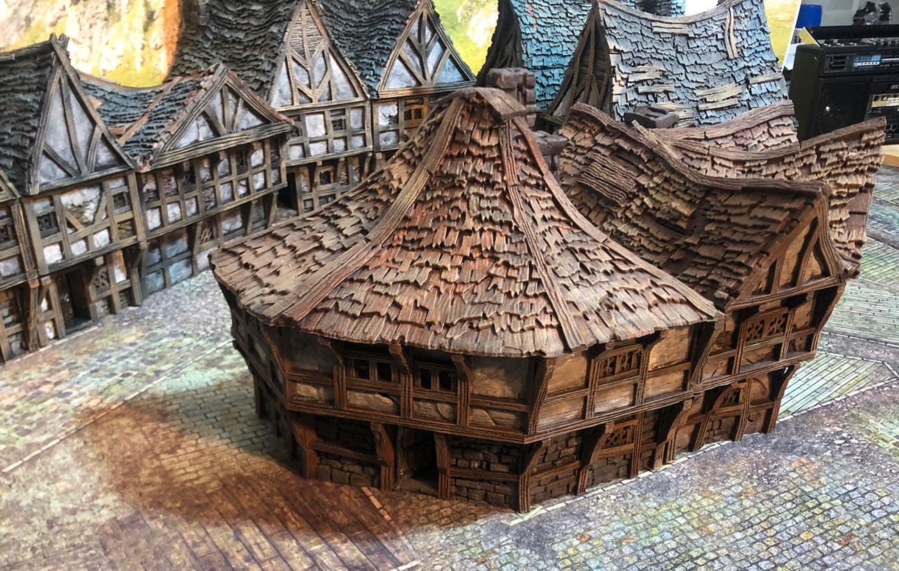 Corner Row House by GameScape3D - 3D Printed Tabletop Terrain, Perfect for Wargames, Board Games, Role Playing Games