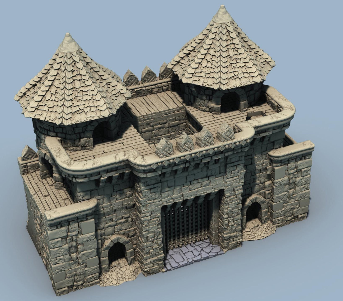 ARX RENOVATUR: 28mm Citadel Gate, Walls, & Corner Towers by GameScape3D - 3D Printed Tabletop Terrain, Perfect for Wargames