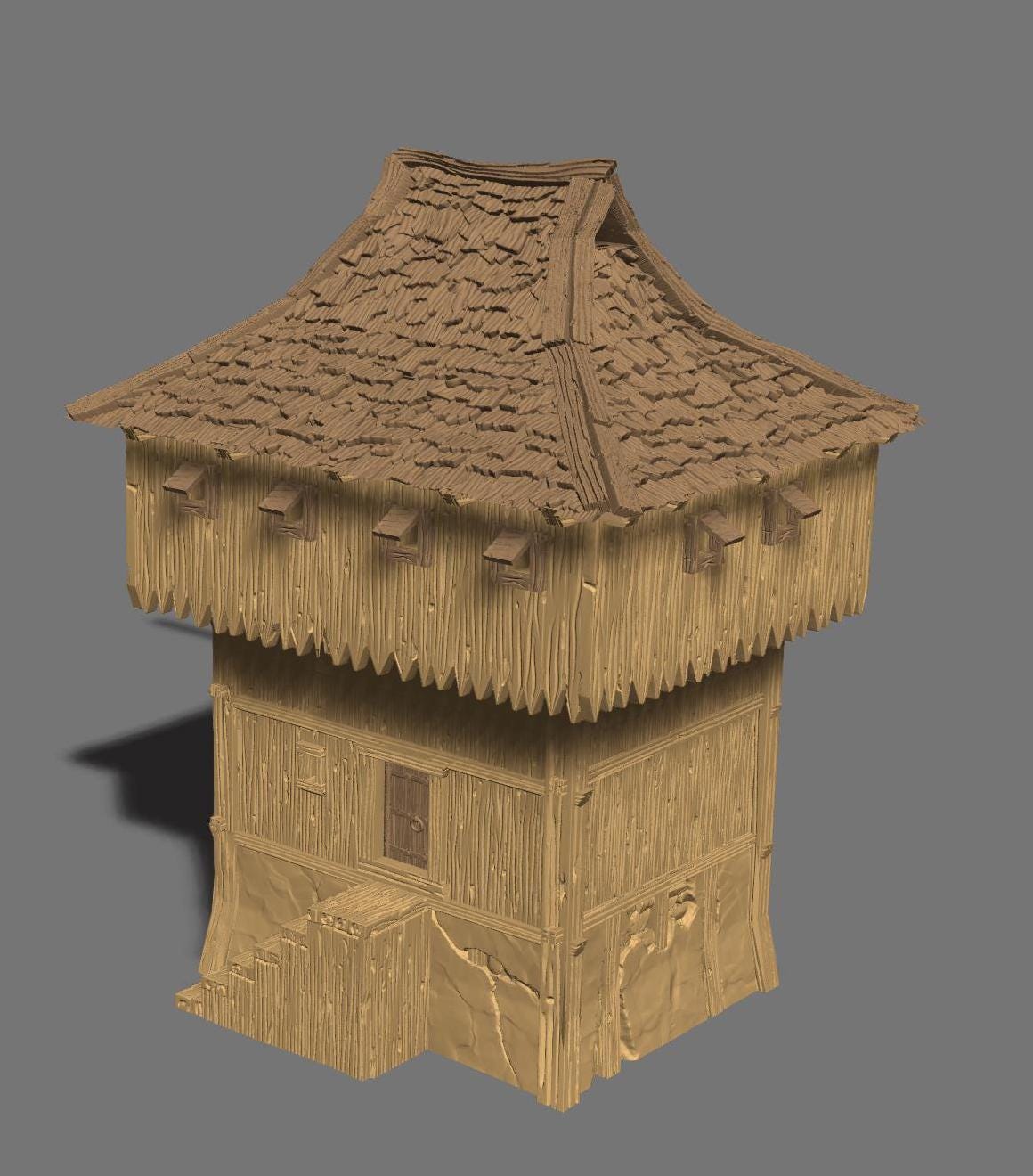 Dark Age Wooden Tower Keep by GameScape3D - 3D Printed Tabletop Terrain, Perfect for Wargames, Board Games, Role Playing Games