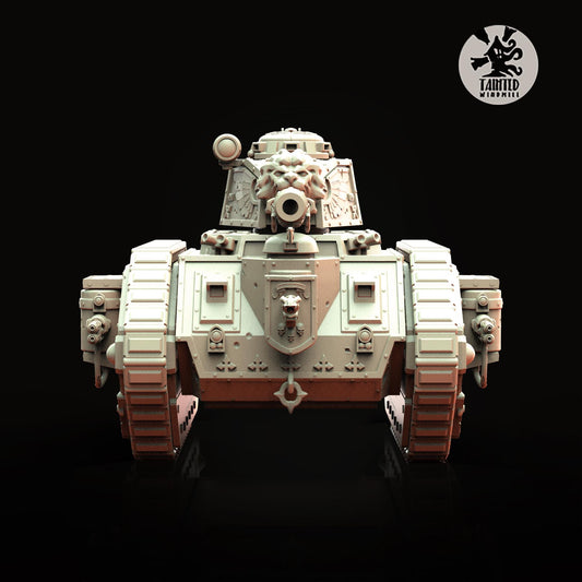 Lion Tank, Imperial Heavy Assault Tank Sculpted by Tainted Windmill for Wargames set in the Grimdark Future