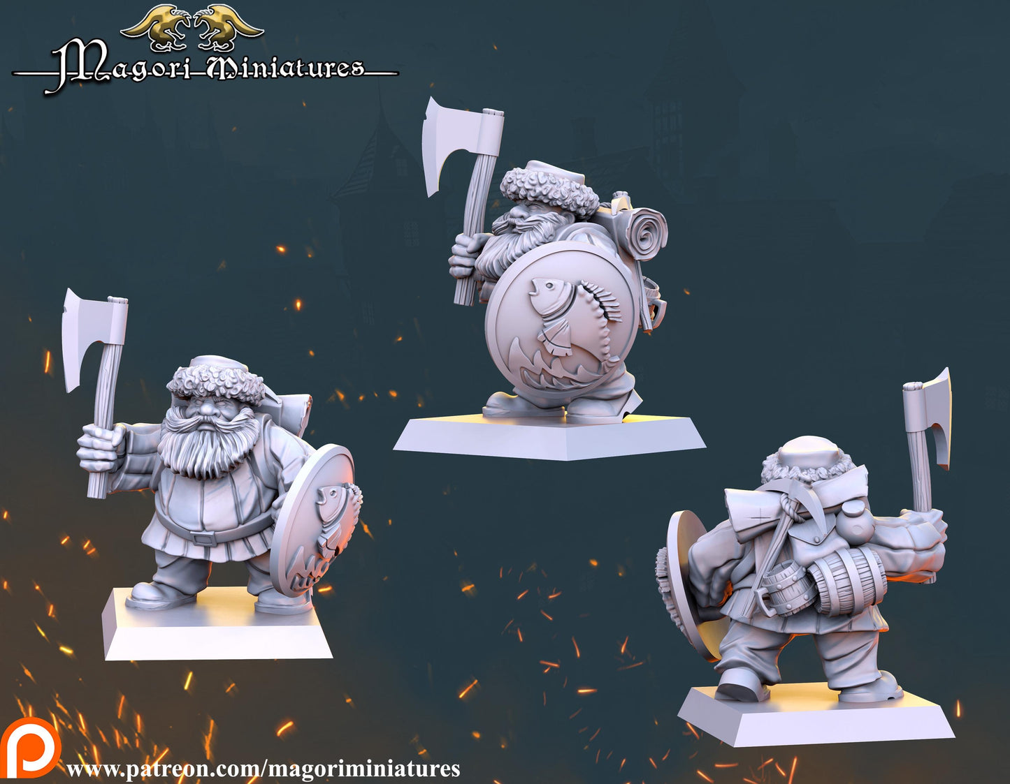 Dwarven Treasure Hunter Warband, Fantasy Skirmish Miniatures by Magori Miniatures, perfect for Fantasy Wargames and RPGs