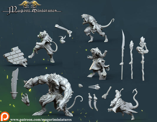 Ratfolk Warband , Fantasy Skirmish Miniatures by Magori Miniatures, perfect for Fantasy Wargames and RPGs