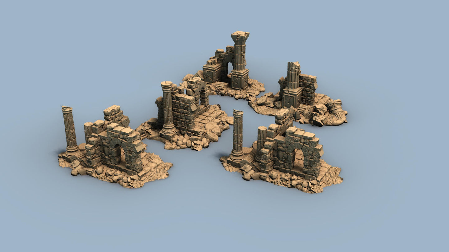 The Lost City: Medium and Small Ruins - 3D Printed Tabletop Terrain, Perfect for Wargames, Board Games, Role Playing Games