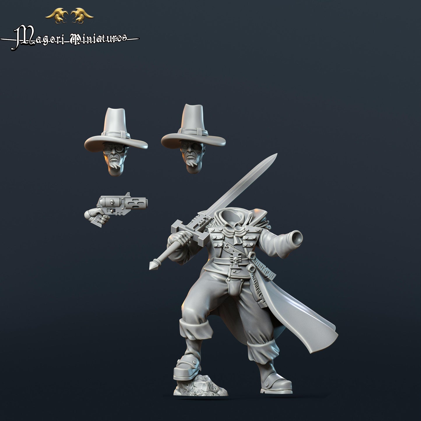 Grimdark Inquisitor Witch Hunter, Sci-Fi Skirmish Miniatures by Magori Miniatures, perfect for FSci-Fi Wargames and RPGs