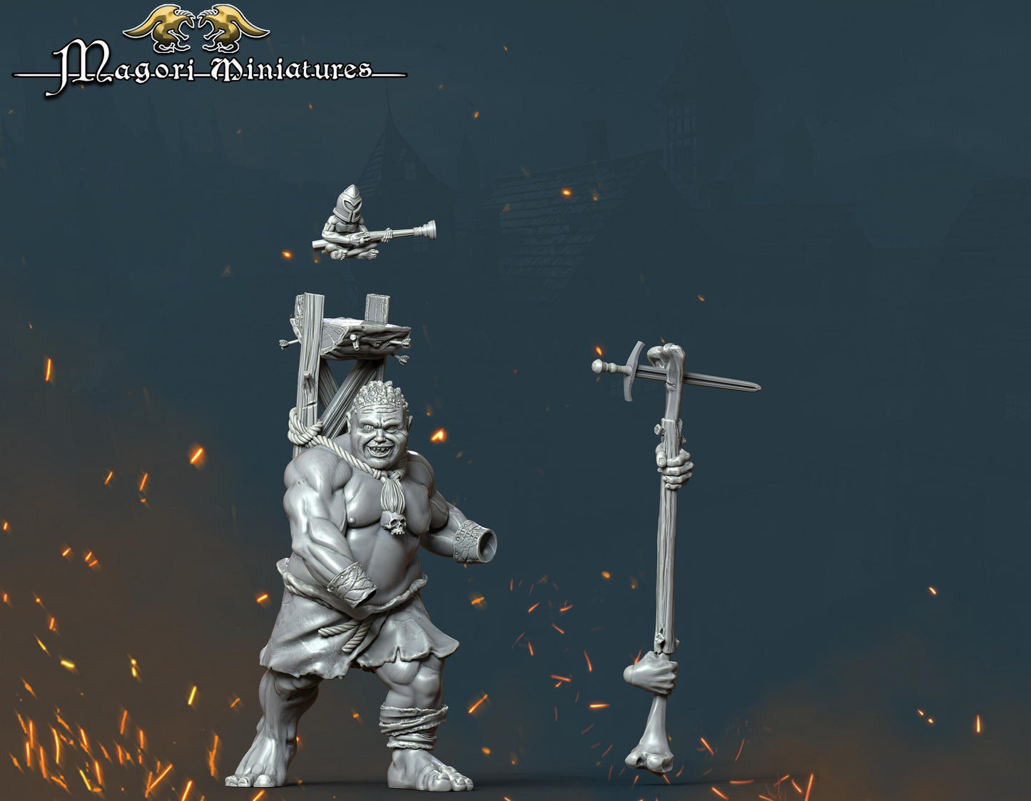 Grey Mouintain Ogre, Fantasy Skirmish Miniatures by Magori Miniatures, perfect for Fantasy Wargames and RPGs