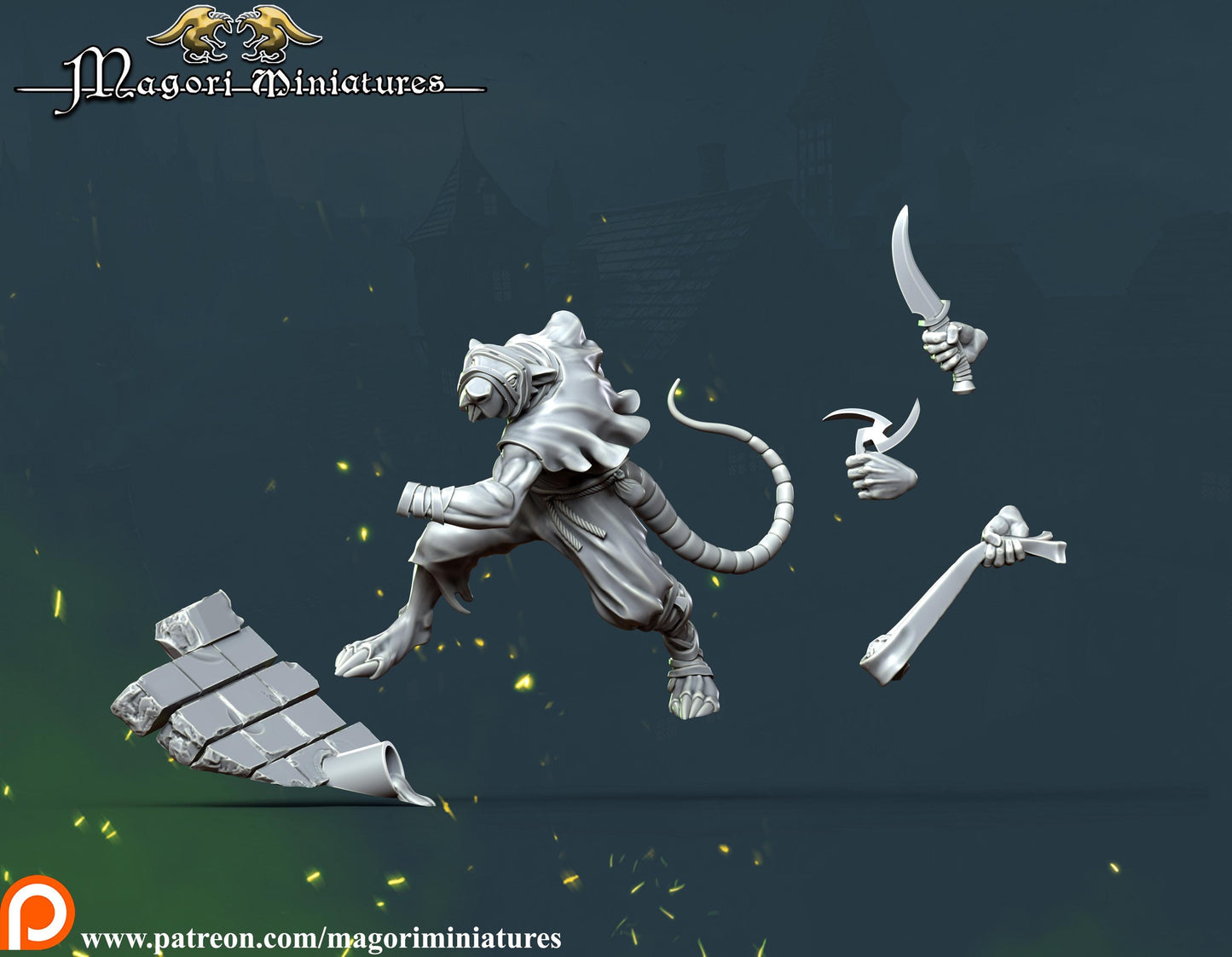 Ratfolk Runners, Fantasy Skirmish Miniatures by Magori Miniatures, perfect for Fantasy Wargames and RPGs