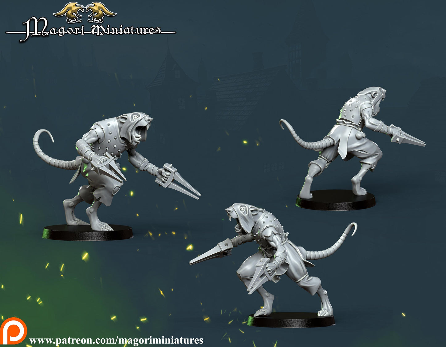 Ratfolk Runners, Fantasy Skirmish Miniatures by Magori Miniatures, perfect for Fantasy Wargames and RPGs
