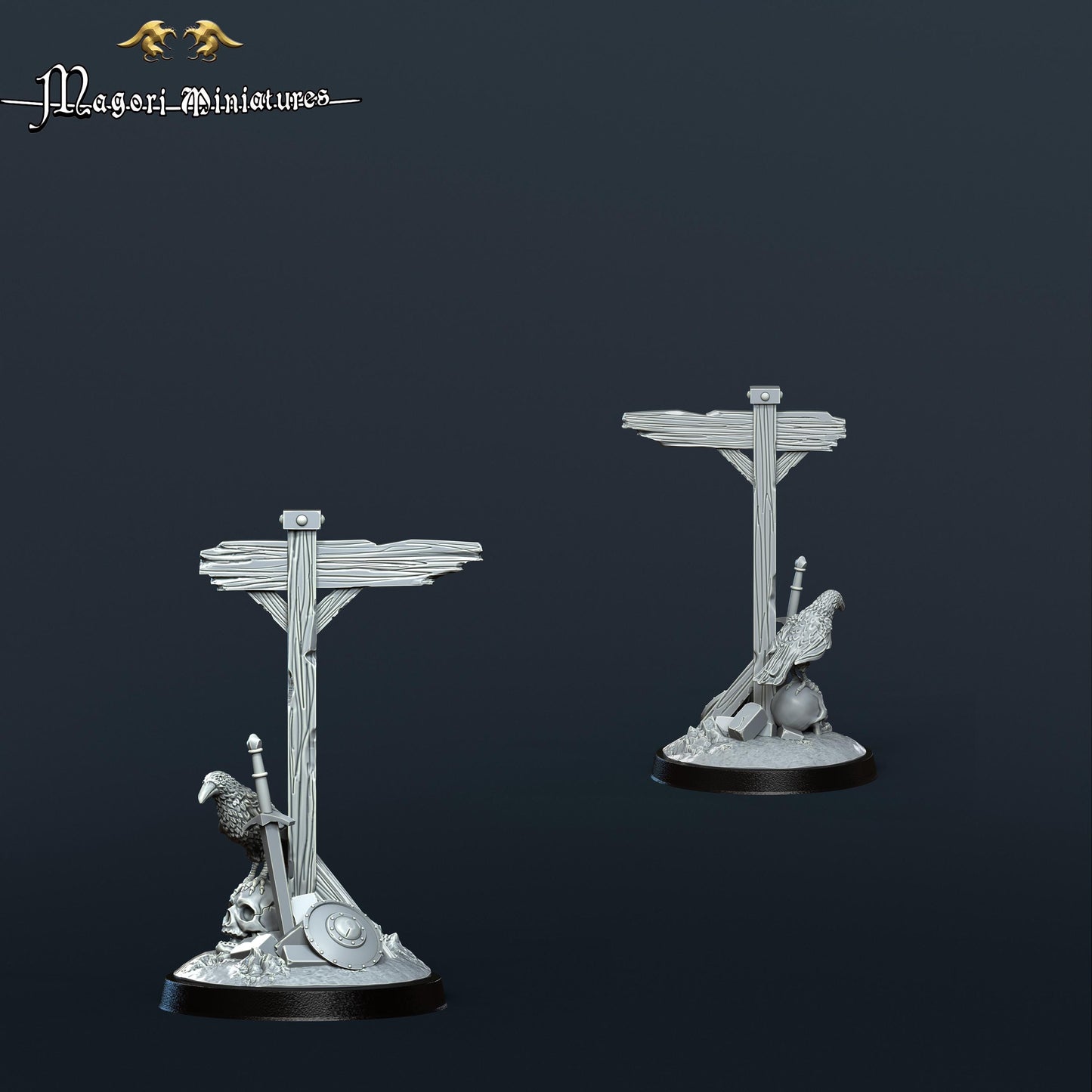 Grimdark Sign Post, Fantasy Skirmish Scatter Terrain by Magori Miniatures, perfect for Fantasy Wargames and RPGs