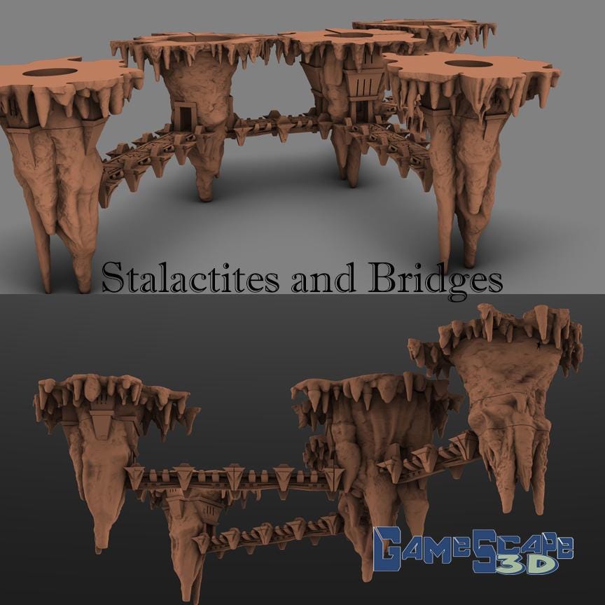 Fortified Stalactite & Bridge Compound by GameScape3D - 3D Printed Tabletop Terrain, Perfect for Wargames, Board Games, Role Playing Games