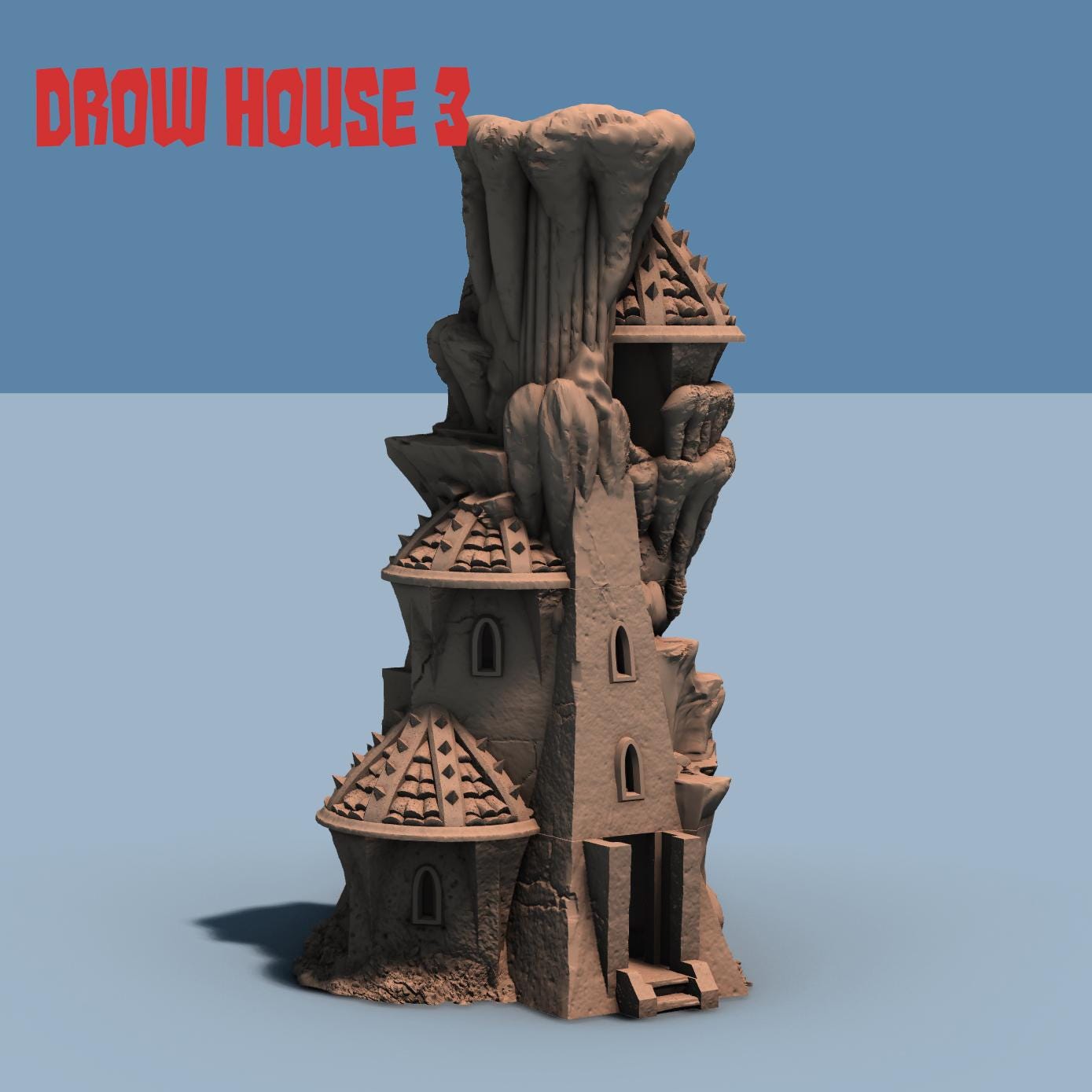 Drow Houses, Drow Town set by GameScape3D - 3D Printed Tabletop Terrain, Perfect for Wargames, Board Games, Role Playing Games