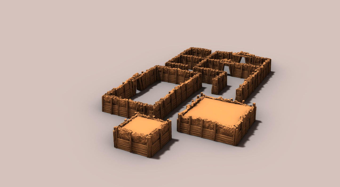 Interior Mine Walls - 3D Printed Tabletop Terrain, Perfect for Wargames, Board Games, Role Playing Games