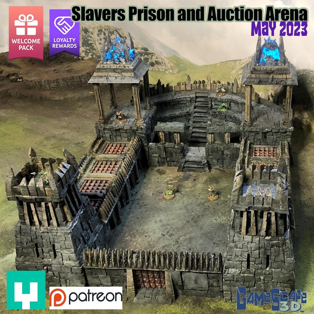 Evil Amphitheater and Prison by GameScape3D - 3D Printed Tabletop Terrain, Perfect for Wargames, Board Games, Role Playing Games