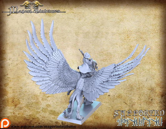 Griffon with Noble Rider, Fantasy Miniatures by Magori Miniatures, perfect for Fantasy Wargames and RPGs