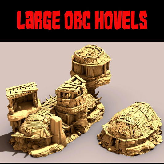 Large Orc Hovels - 28mm 3D Printed Tabletop Terrain, Perfect for Wargames, Board Games, Role Playing Games