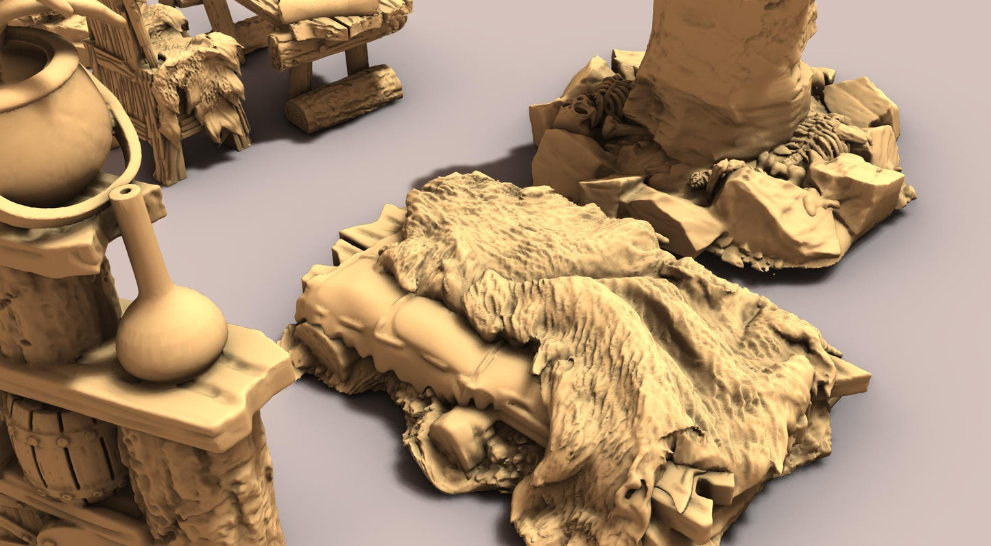 Evil Witch Alchemy Furniture by GameScape3D - 3D Printed Tabletop Terrain, Perfect for Wargames, Board Games, RPGs