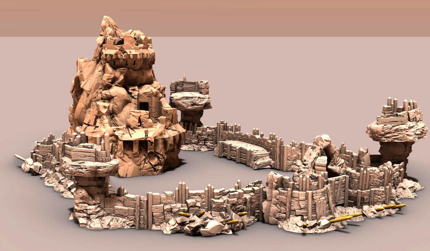 Orc Wasteland Fort and Dwarven Ruin - 3D Printed Tabletop Terrain, Perfect for Wargames, Board Games, Role Playing Games