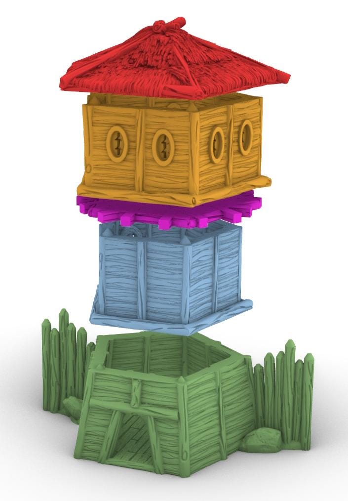 Toll Gate, Towers, & Palisades by GameScape3D - 3D Printed Tabletop Terrain, Perfect for Wargames, Role playing games, Tabletop games