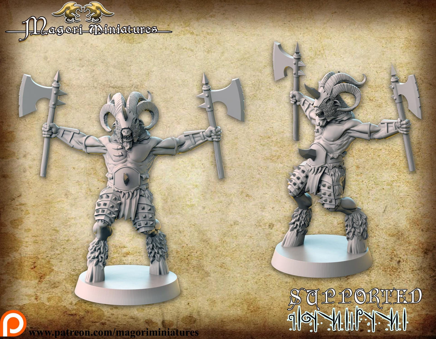 Goatman Warlord, Fantasy Miniatures by Magori Miniatures, perfect for Fantasy Wargames and RPGs