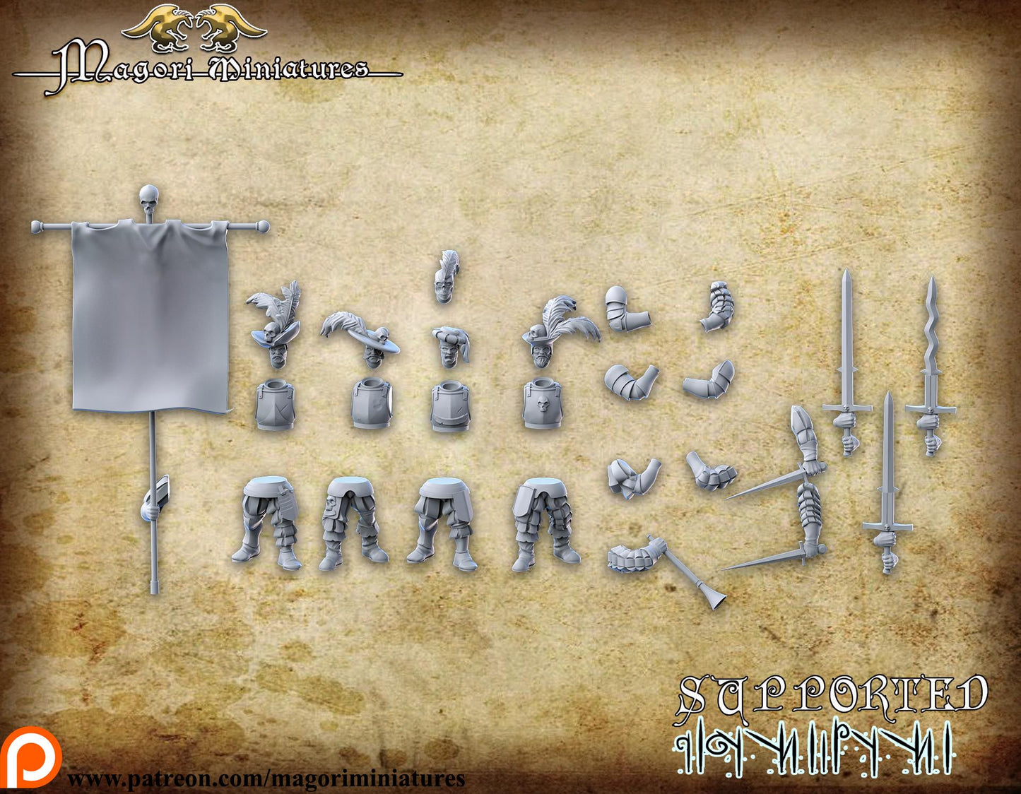 Black Guard modular regiment, Fantasy Skirmish Miniatures by Magori Miniatures, perfect for Fantasy Wargames and RPGs