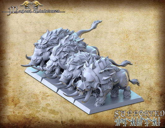 Dire Boars, Fantasy Miniatures by Magori Miniatures, perfect for Fantasy Wargames and RPGs