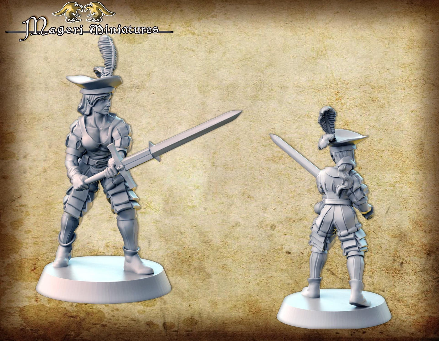 Landsknecht Woman, Fantasy Skirmish Miniatures by Magori Miniatures, perfect for Fantasy Wargames and RPGs