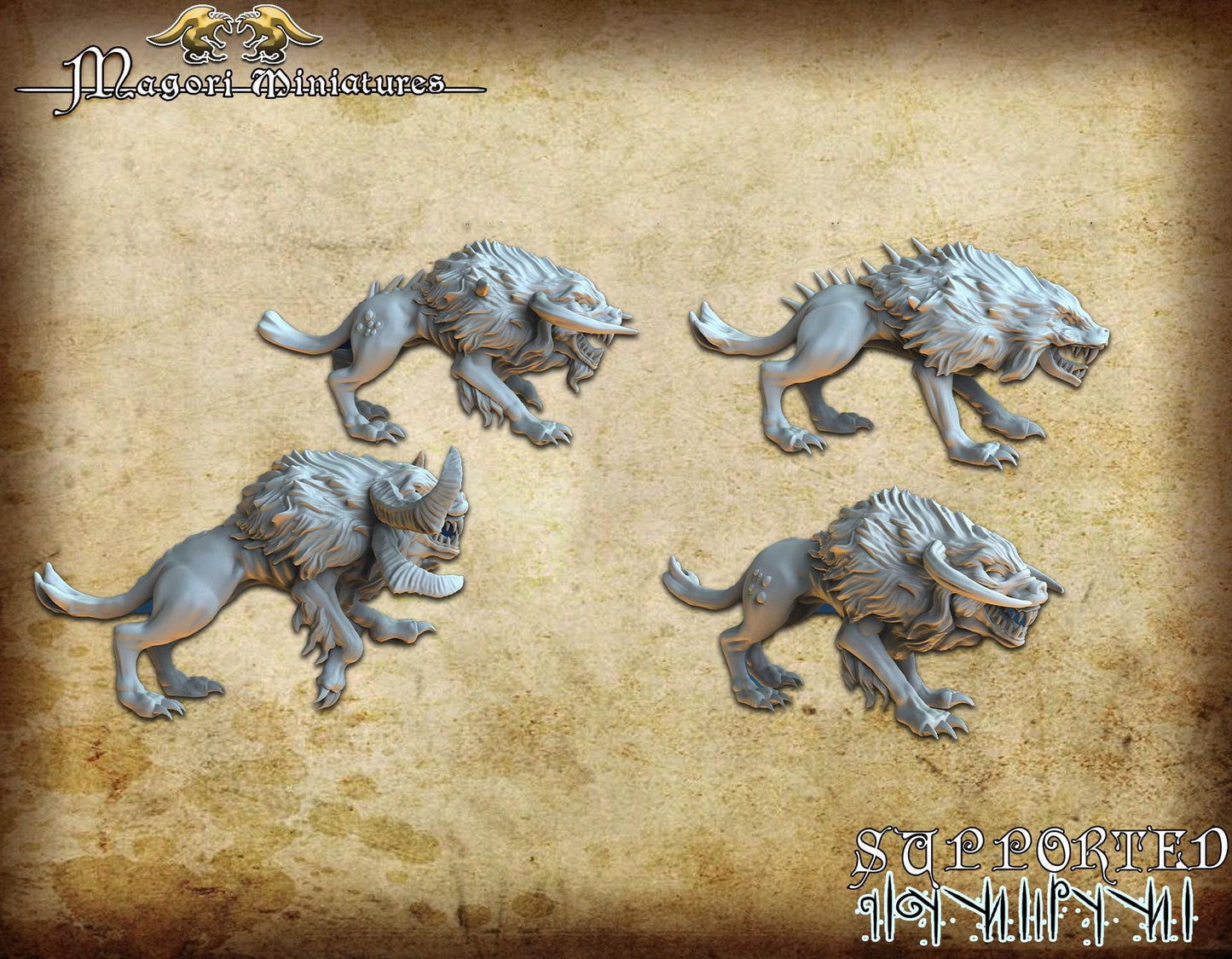 Twisted Warhound Swarm, Fantasy Miniatures by Magori Miniatures, perfect for Fantasy Wargames and RPGs