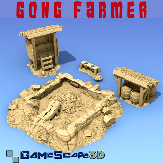 Gong Farm Scatter Terrain by GameScape3D - 3D Printed Tabletop Terrain, Perfect for Wargames, Role playing games, Tabletop games