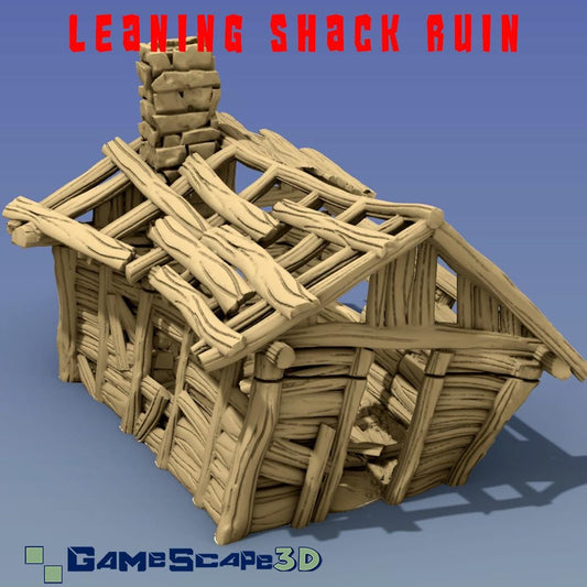 Leaning Shack Ruin by GameScape3D - 3D Printed Tabletop Terrain, Perfect for Wargames, Role playing games, Tabletop games