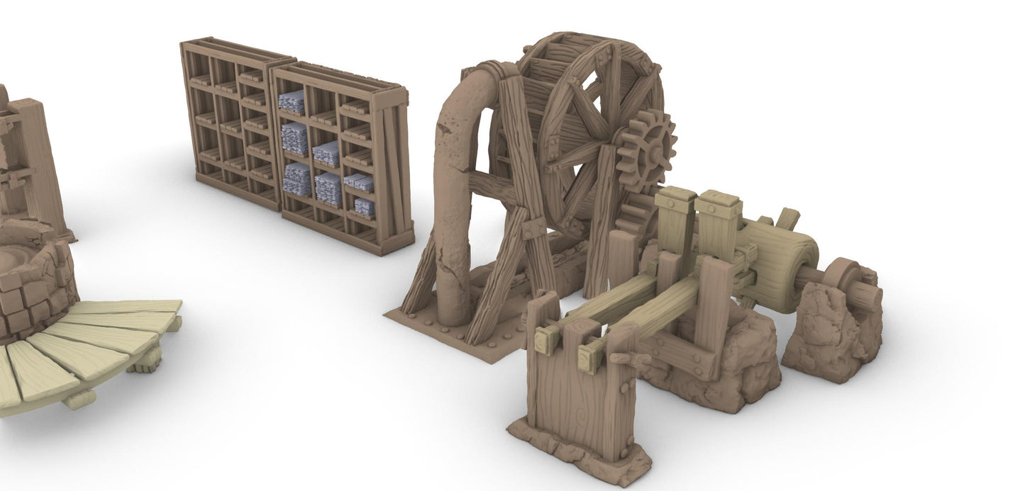 Paper Mill Scatter Terrain by GameScape3D - 3D Printed Tabletop Terrain, Perfect for Wargames, Role playing games, Tabletop games