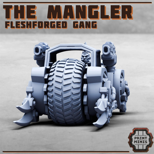 Fleshforged Mangler, Motorbike - a Muscular Gang - Sci-Fi Grimdark Mercenaries by Print Minis