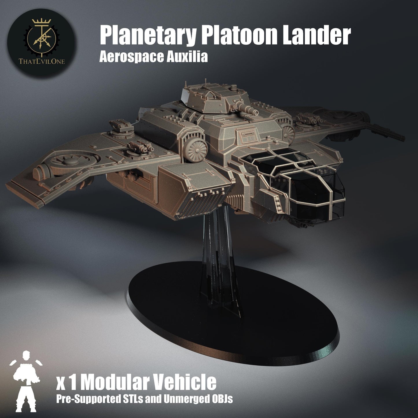 Aerospace Planetary Platoon Lander, Modular Sci-Fi Vehicle by ThatEvilOne, Sci-fi Wargames Proxy, Imperial Auxillia Heavy Transport Dropship