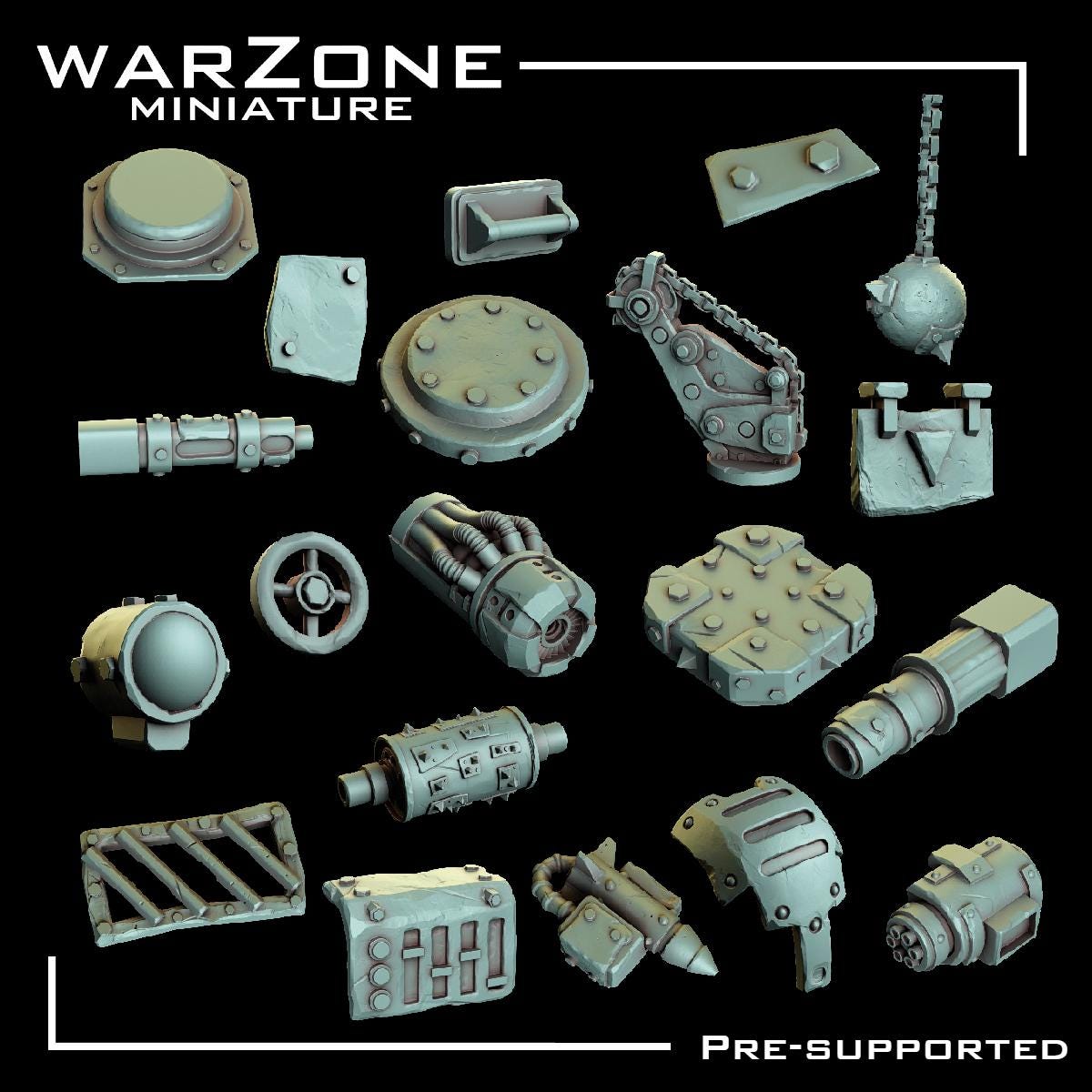 Orkaz Kitbash / Scraplands Kitbash Vol. 03, Grimdark Conversion Parts and Basing Materials Sculpted by WarZone Miniature, Miniature Wargames