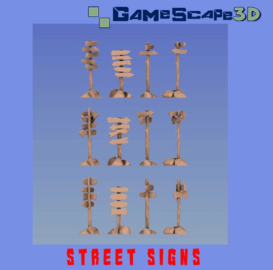 Road Signs Scatter Terrain by GameScape3D - 3D Printed Tabletop Terrain, Perfect for Wargames, Role playing games, Tabletop games