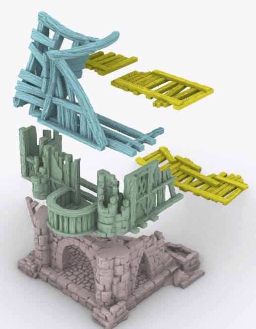Timber Frame Ruin by GameScape3D - 3D Printed Tabletop Terrain, Perfect for Wargames, Board Games, RPGs