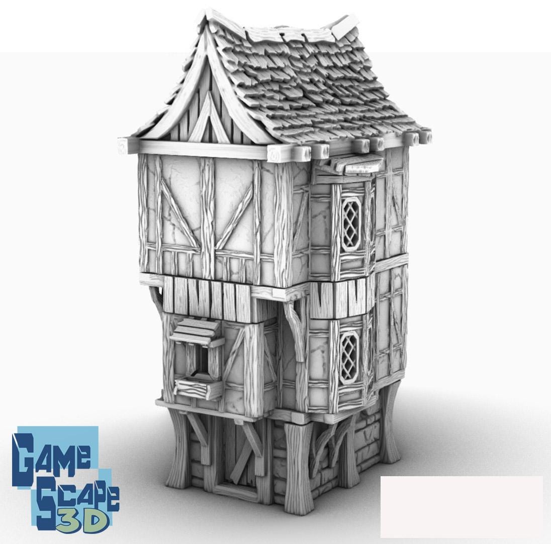 3 Story Timber Frame by GameScape3D - 3D Printed Tabletop Terrain, Perfect for Wargames, Board Games, RPGs