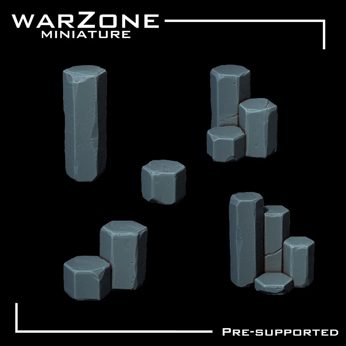 Rock / Basalt rocks basing bits, Grimdark Conversion Parts and Basing Materials Sculpted by WarZone Miniature