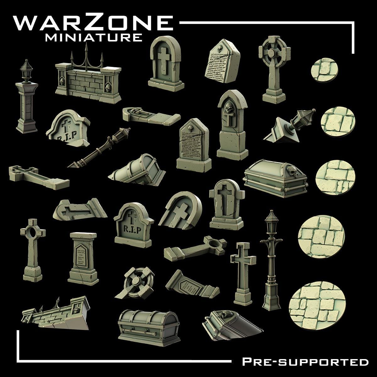 Cemetery / cemetery Graveyard Basing Bits, Grimdark Conversion Parts and Basing Materials Sculpted by WarZone Miniature