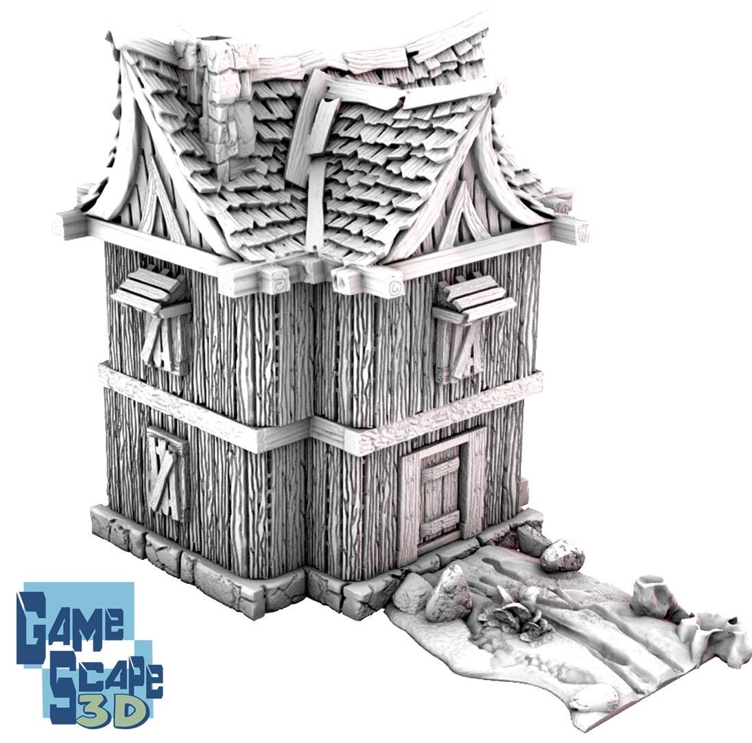 Large 2 Story Shack by GameScape3D - 3D Printed Tabletop Terrain, Perfect for Wargames, Board Games, RPGs