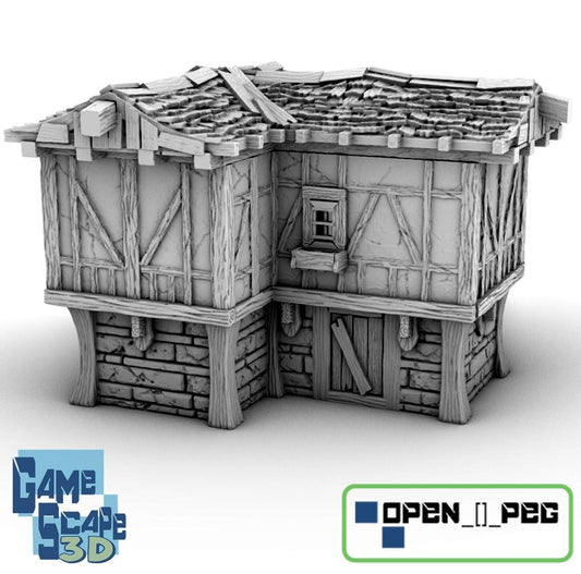 2 Story L Shape House by GameScape3D - 3D Printed Tabletop Terrain, Perfect for Wargames, Board Games, RPGs