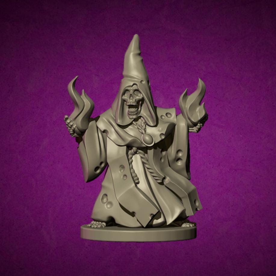 Skeleton Priest, Fantasy Skirmish Miniatures by MoM Miniatures, perfect for Fantasy Wargames and RPGs