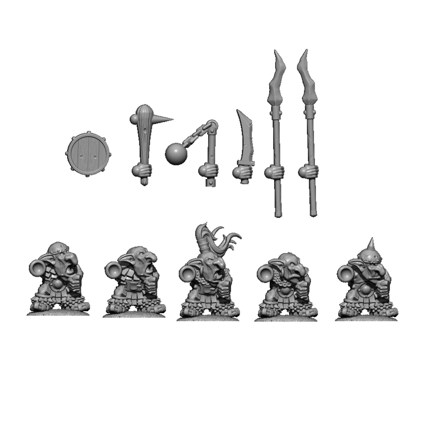 Goblin Warriors, Fantasy Skirmish Miniatures by MoM Miniatures, perfect for Fantasy Wargames and RPGs