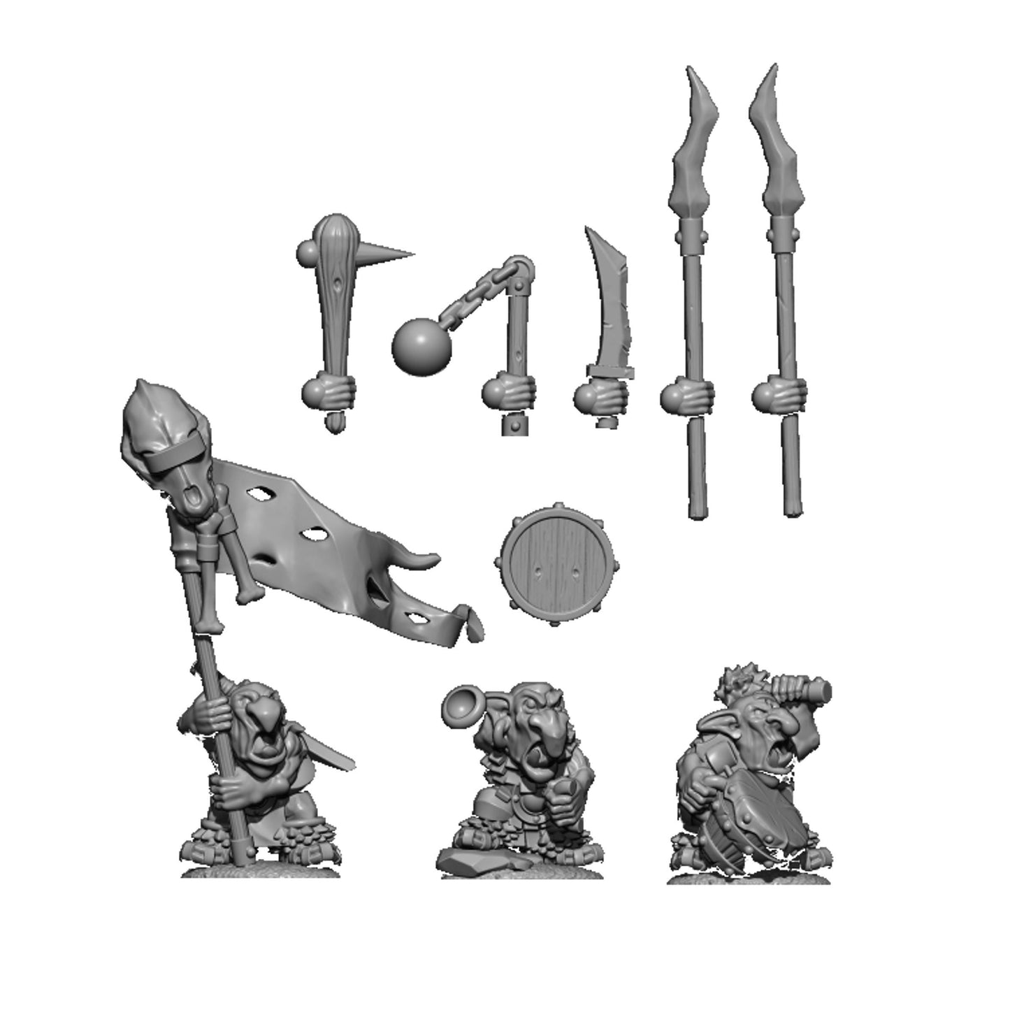 Goblin Warriors, Fantasy Skirmish Miniatures by MoM Miniatures, perfect for Fantasy Wargames and RPGs