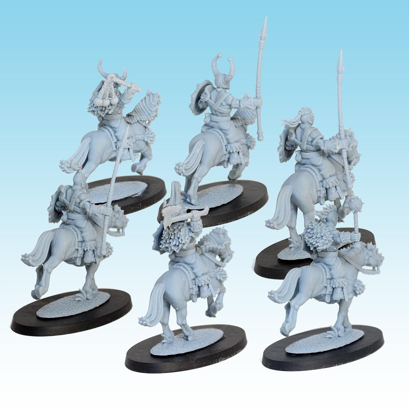 Barbarian Cavalry, Fantasy Skirmish Miniatures by MoM Miniatures, perfect for Fantasy Wargames and RPGs