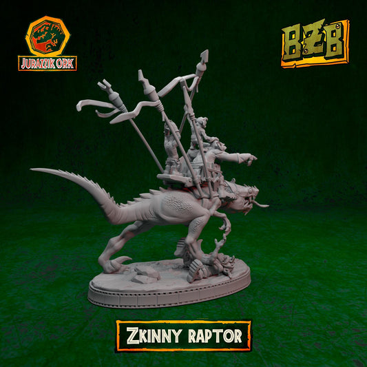 Zkinny Squigoraptor, Jurazzik Ork, Movie-inspired Orkish Menace Sculpted by Big Zkreen Boyz, Grimdark Compatible, Scaled for Sci-Fi Wargames