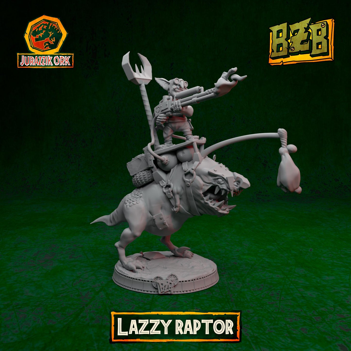 Lazzy Squigoraptor, Jurazzik Ork, Movie-inspired Orkish Menace Sculpted by Big Zkreen Boyz, Grimdark Compatible, Scaled for Sci-Fi Wargames